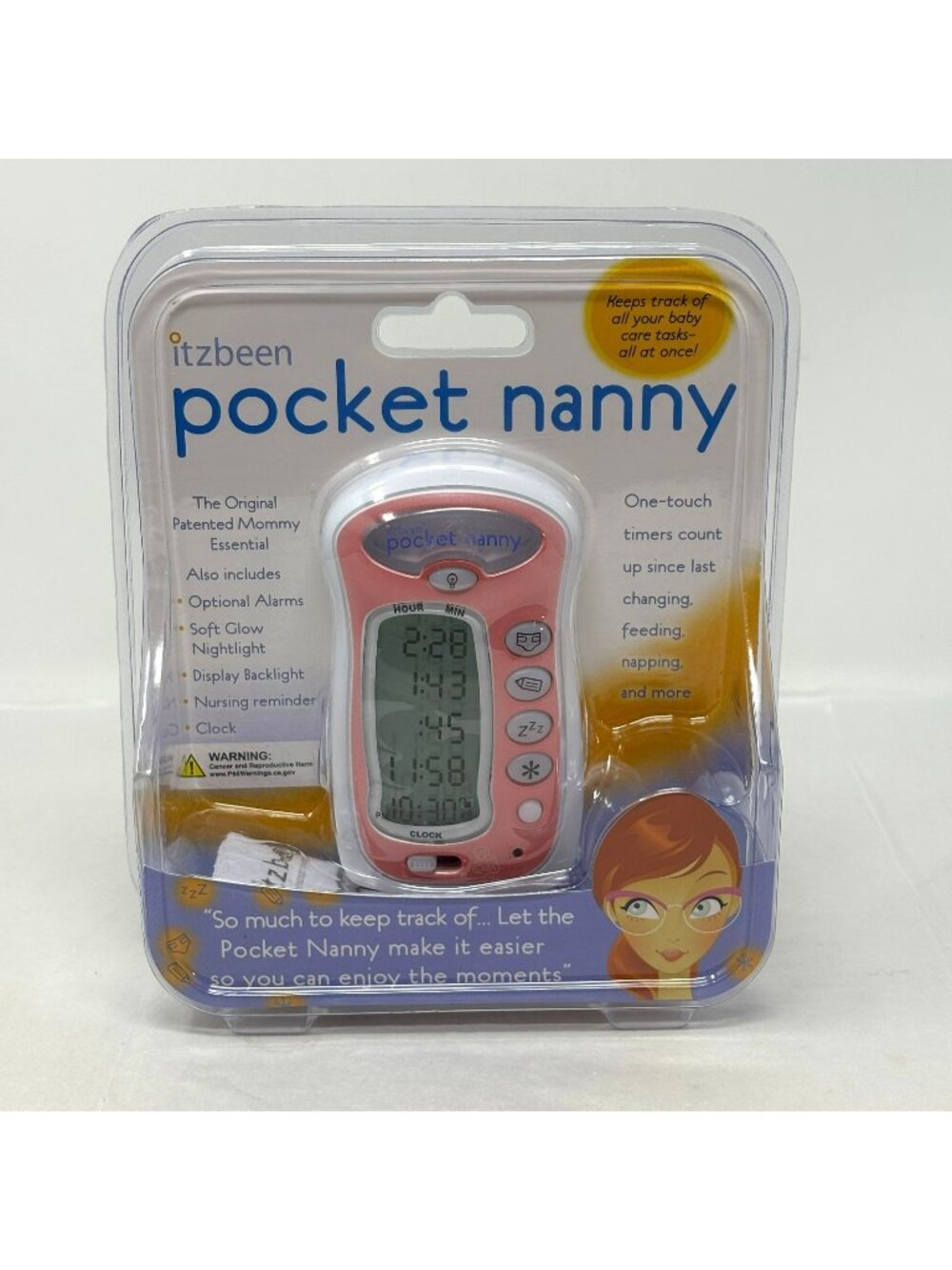 ITZBEEN Pocket Nanny Pink Tracker Baby Care Timer Nightlight Alarms NEW